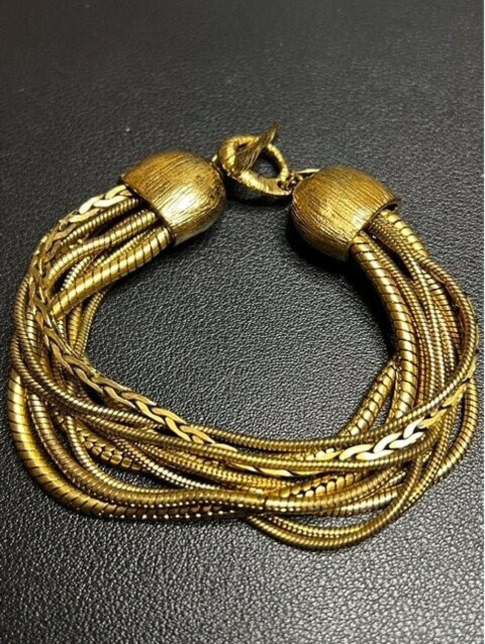 B5902 Coldwater creek Multi-Strand Snake Chain Bracelet Gold Tone Toggle 8.5"